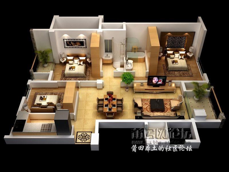 安特紫荆城3d户型图:史上最强大的户型图,房间布局身临其境
