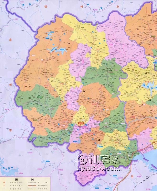仙游县各乡镇地图,不用到处找了. .