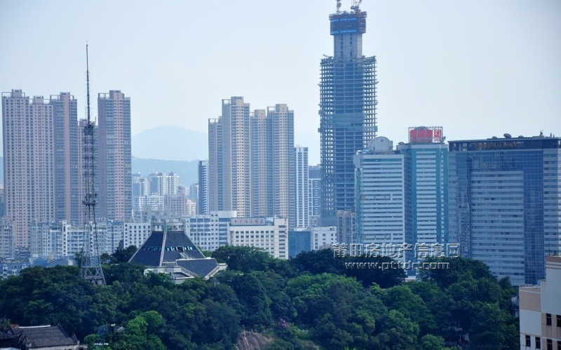 遠眺高樓林立的福州五四路