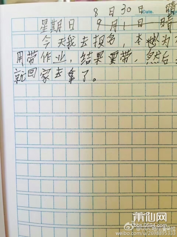 秀嶼一小學生的暑假日記我表示震驚了